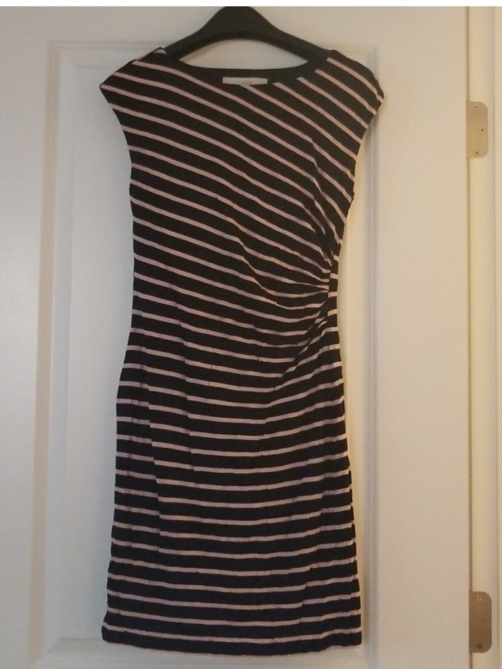 EUC LOFT Striped Black and Pink Sheath Dress - Classic Women's Dress